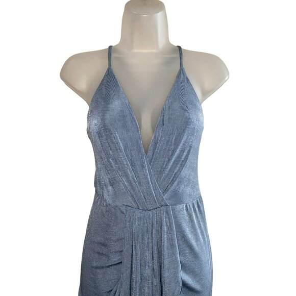 New Mable Blue Date Night MIDI Deep V-Neck & Crisscross Back Medium - Picture 7 of 15